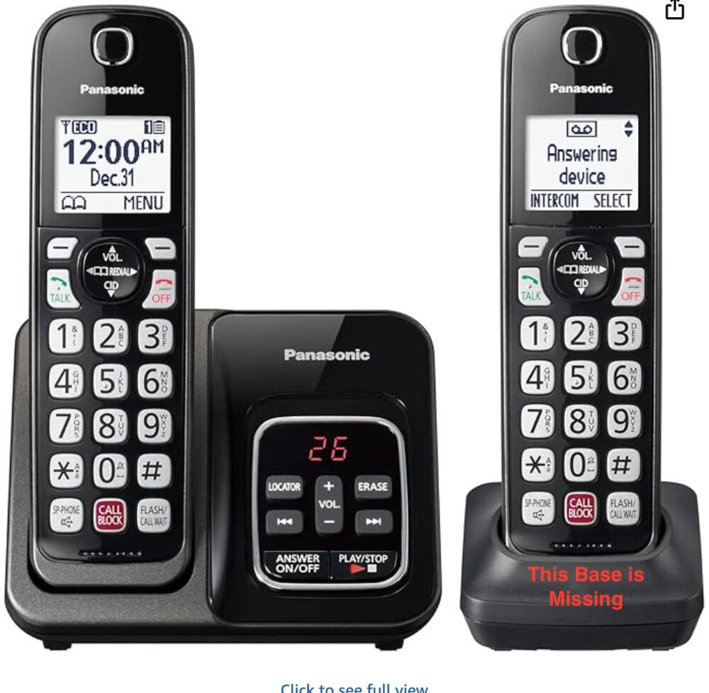 Panasonic Cordless Phone w/Answering Machine 2 *Handsets- Metallic Black